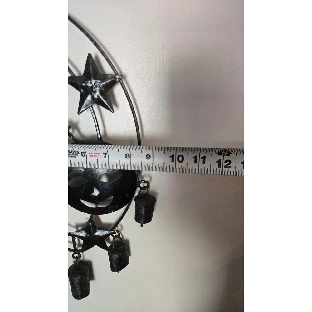 Vintage Celestial Sun Moon Stars Hanging Bell Chime Metal Wall Decor‎ Boho